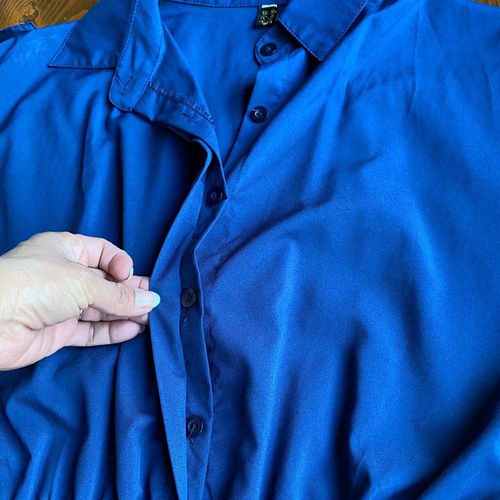 Basic Blue Collared Dress - Picture 6 of 6